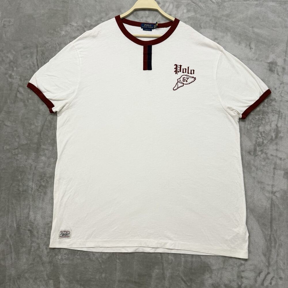 Polo Ralph Lauren T-Shirt Mens 2XLWhite Polo 67 Winged Foot Ringer Tee